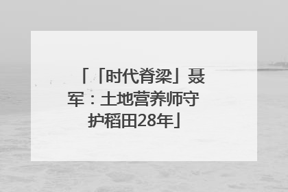 「时代脊梁」聂军：土地营养师守护稻田28年