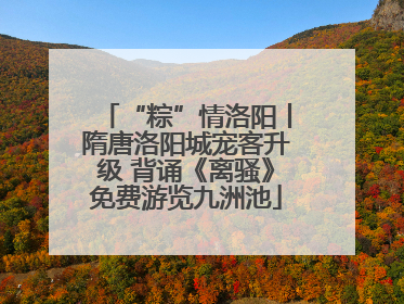 “粽”情洛阳丨隋唐洛阳城宠客升级 背诵《离骚》免费游览九洲池