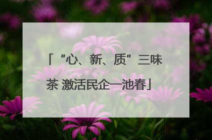 “心、新、质”三味茶 激活民企一池春