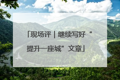 现场评｜继续写好“提升一座城”文章
