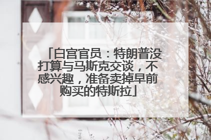 白宫官员：特朗普没打算与马斯克交谈，不感兴趣，准备卖掉早前购买的特斯拉
