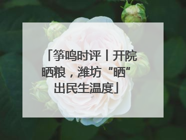 筝鸣时评丨开院晒粮，潍坊“晒”出民生温度