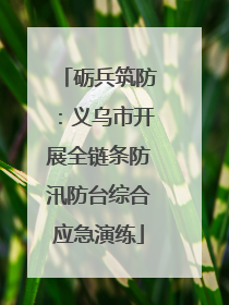砺兵筑防：义乌市开展全链条防汛防台综合应急演练