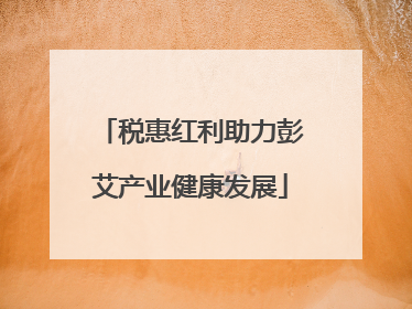 税惠红利助力彭艾产业健康发展