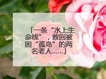 一条“水上生命线”，救回被困“孤岛”的两名老人……