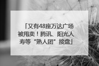 又有48座万达广场被甩卖！腾讯、阳光人寿等“熟人团”接盘