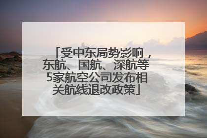 受中东局势影响，东航、国航、深航等5家航空公司发布相关航线退改政策