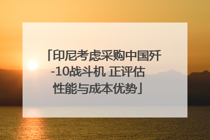 印尼考虑采购中国歼-10战斗机 正评估性能与成本优势