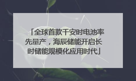 全球首款千安时电池率先量产，海辰储能开启长时储能规模化应用时代