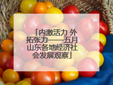内激活力 外拓张力——五月山东各地经济社会发展观察