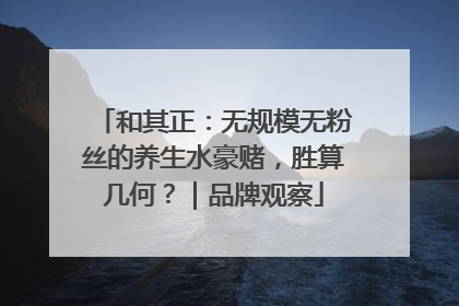 和其正：无规模无粉丝的养生水豪赌，胜算几何？｜品牌观察