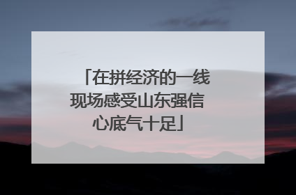 在拼经济的一线现场感受山东强信心底气十足