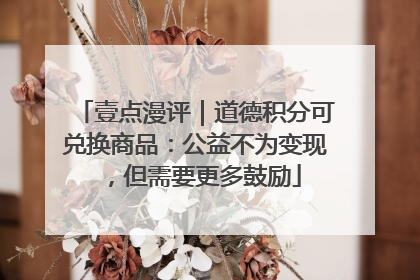 壹点漫评｜道德积分可兑换商品：公益不为变现，但需要更多鼓励