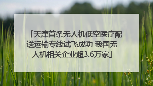 天津首条无人机低空医疗配送运输专线试飞成功 我国无人机相关企业超3.6万家