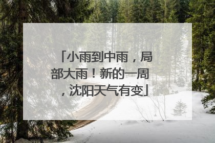 小雨到中雨，局部大雨！新的一周，沈阳天气有变