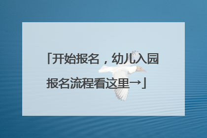 开始报名，幼儿入园报名流程看这里→