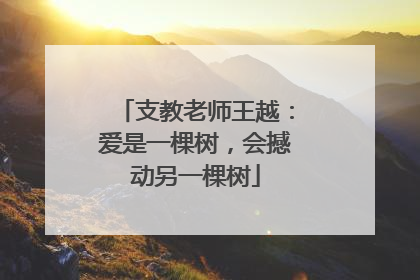 支教老师王越：爱是一棵树，会撼动另一棵树
