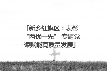 新乡红旗区：表彰 “两优一先” 专题党课赋能高质量发展
