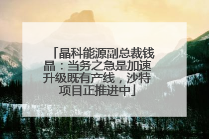 晶科能源副总裁钱晶：当务之急是加速升级既有产线，沙特项目正推进中