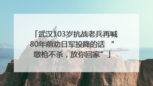武汉103岁抗战老兵再喊80年前劝日军投降的话 “缴枪不杀，放你回家”