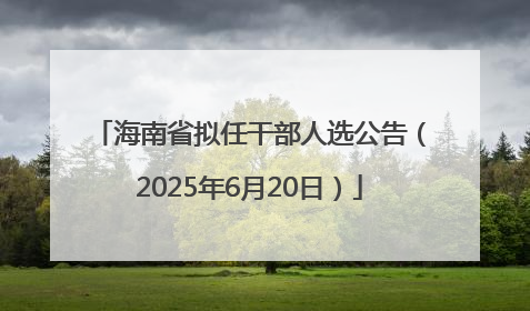 海南省拟任干部人选公告（2025年6月20日）