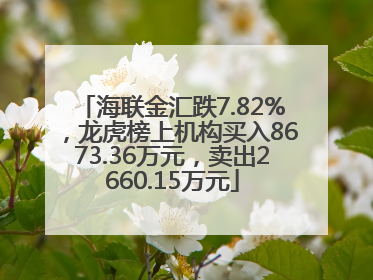 海联金汇跌7.82%，龙虎榜上机构买入8673.36万元，卖出2660.15万元