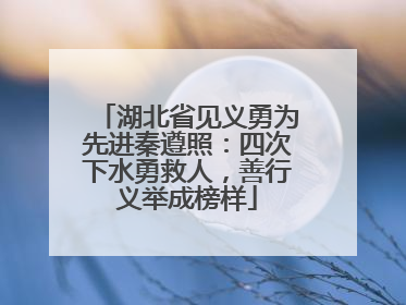 湖北省见义勇为先进秦遵照：四次下水勇救人，善行义举成榜样