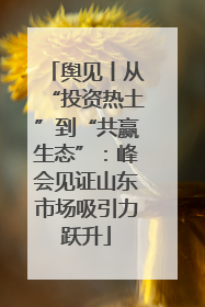 舆见丨从“投资热土”到“共赢生态”：峰会见证山东市场吸引力跃升