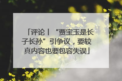 评论丨“贾宝玉是长子长孙”引争议，要较真内容也要包容失误