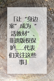 让“身边案”成为“活教材”、非遗版权保护……代表们关注这些事