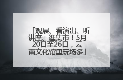 观展、看演出、听讲座、逛集市！5月20日至26日，云南文化馆里玩场多