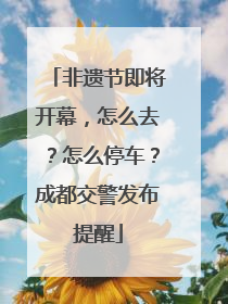 非遗节即将开幕，怎么去？怎么停车？成都交警发布提醒