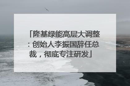 隆基绿能高层大调整：创始人李振国辞任总裁，彻底专注研发