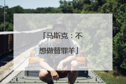 马斯克：不想做替罪羊
