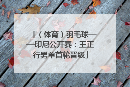 （体育）羽毛球——印尼公开赛：王正行男单首轮晋级