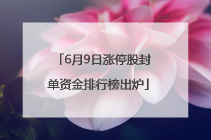 6月9日涨停股封单资金排行榜出炉
